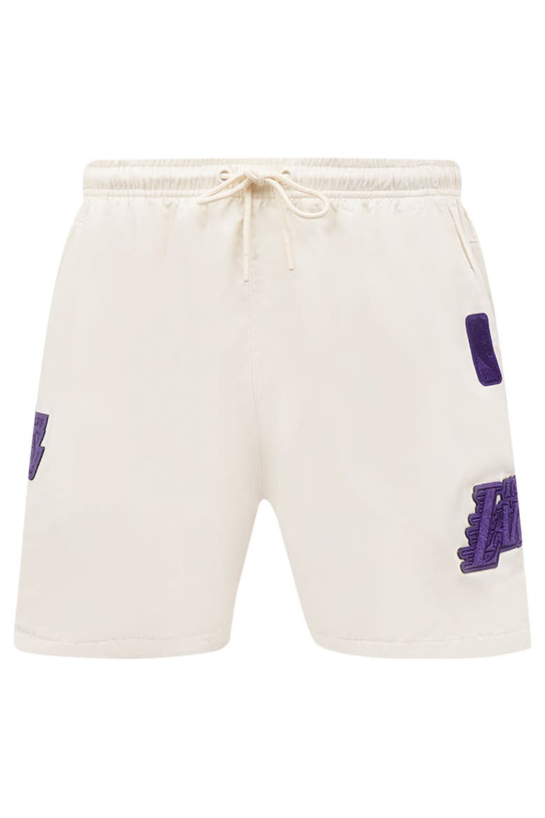 Men's Pro Standard Cream Los Angeles Lakers Triple Tonal Woven Shorts, Alternate, color, Cream