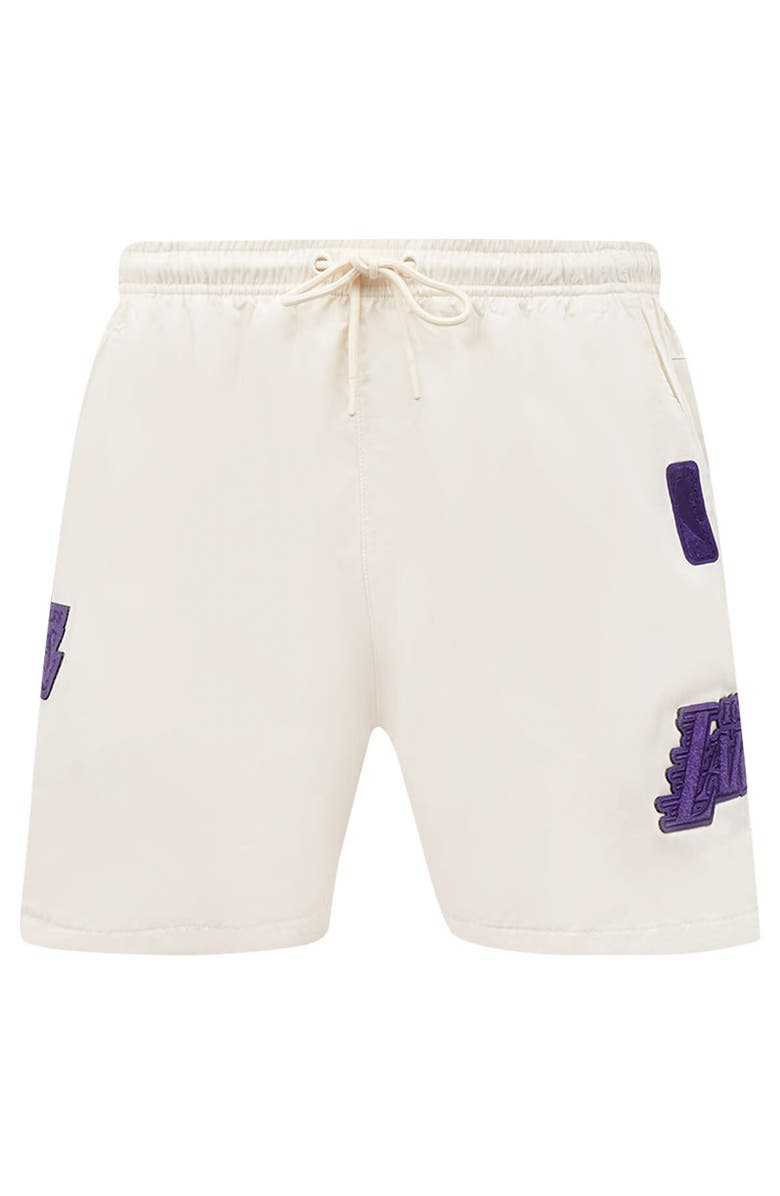 PRO STANDARD Men's Pro Standard Cream Los Angeles Lakers Triple Tonal Woven Shorts, Alternate, color,
