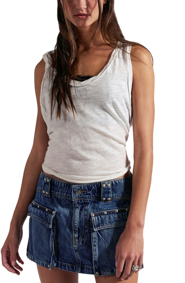 Free People Hera Stud Detail Denim Miniskirt, Alternate, color, Juno