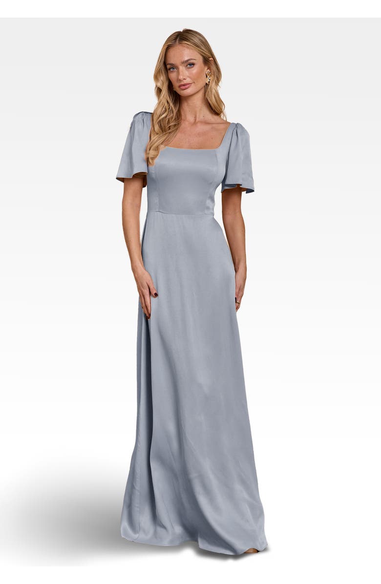 Maids to Measure Clemmie Satin Bridesmaid Dress, Main, color, Duck Egg