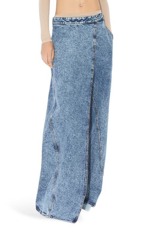 Alaïa Womens Wrap Wide-leg Denim-blend Jeans Bleu Neige In Bleu Neige