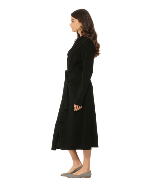 Monticelli Cashmere Pure Cashmere Knit Robe In Black