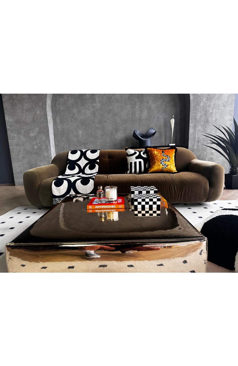 VILLA ABURI Serpiente Crushed Velvet Throw Pillow, Alternate, color, Saffron