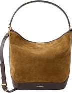 SANDRO Suede and leather bucket bag TANGOSO