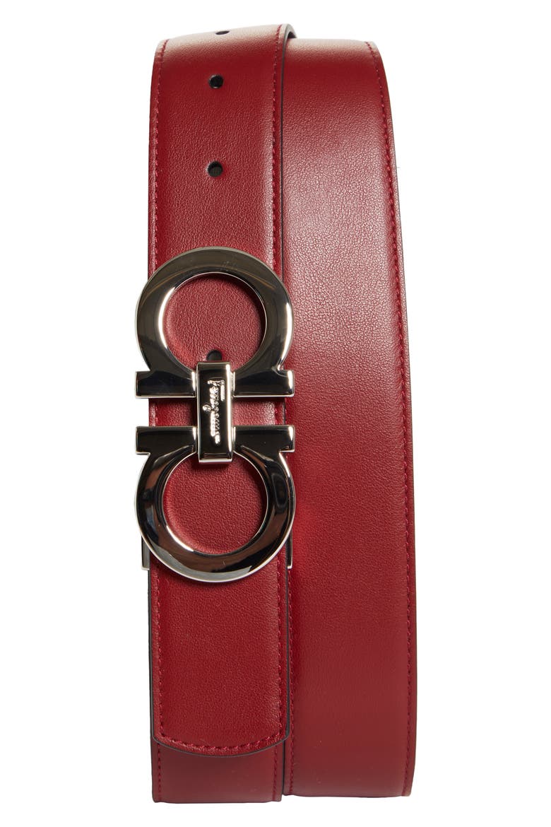 Salvatore Ferragamo Calfino Reversible Belt, Main, color, RED