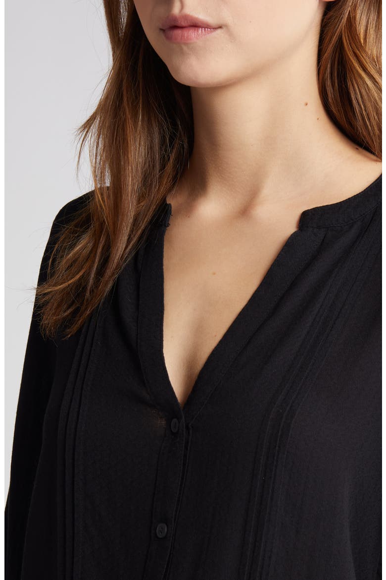 Pleated Long Sleeve Peasant Blouse, Alternate, color, BLACK