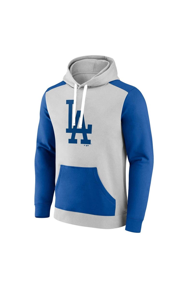 FANATICS Men's Fanatics Branded Gray/Royal Los Angeles Dodgers Arctic Pullover Hoodie, Alternate, color,