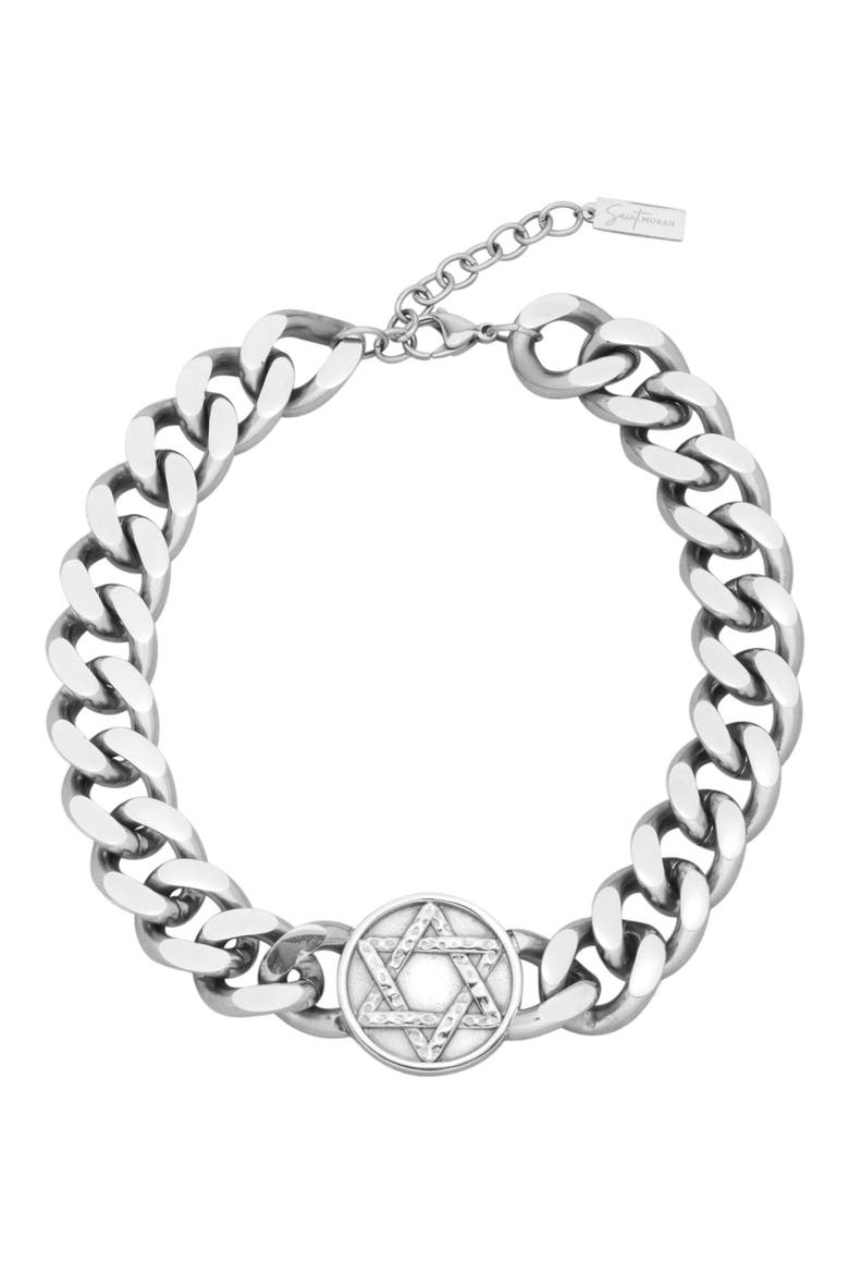 Tarnish Resistant Star of David Choker Necklace, Main, color, SILVER