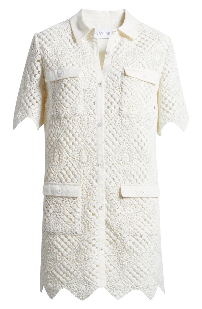 Saylor Aries Crochet Cotton Mini Shirtdress, Alternate, color, 