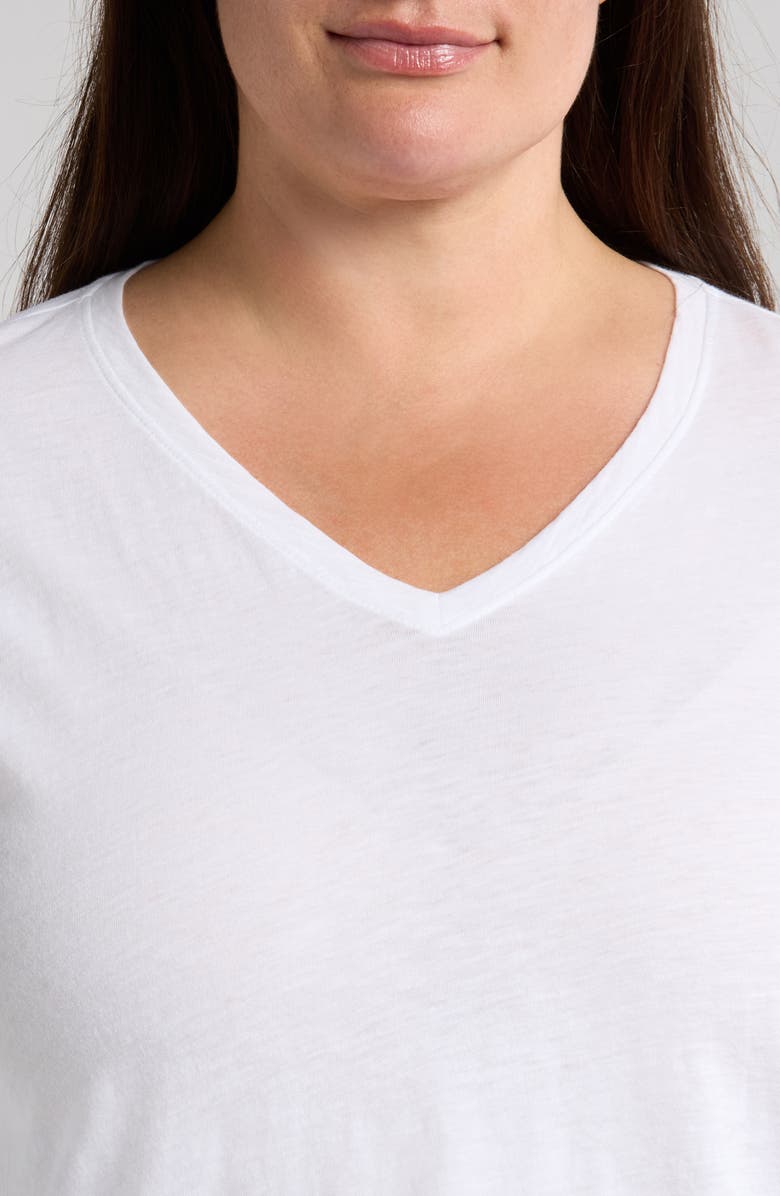 Eileen Fisher Easy V-Neck Long Sleeve Organic Cotton T-Shirt, Alternate, color, White