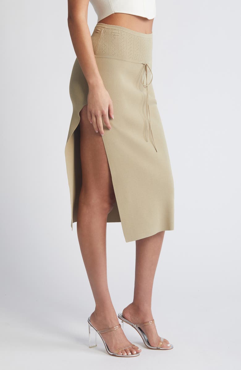 Mistress Rocks Pointelle Stitch Maxi Sweater Skirt, Alternate, color, Gravel