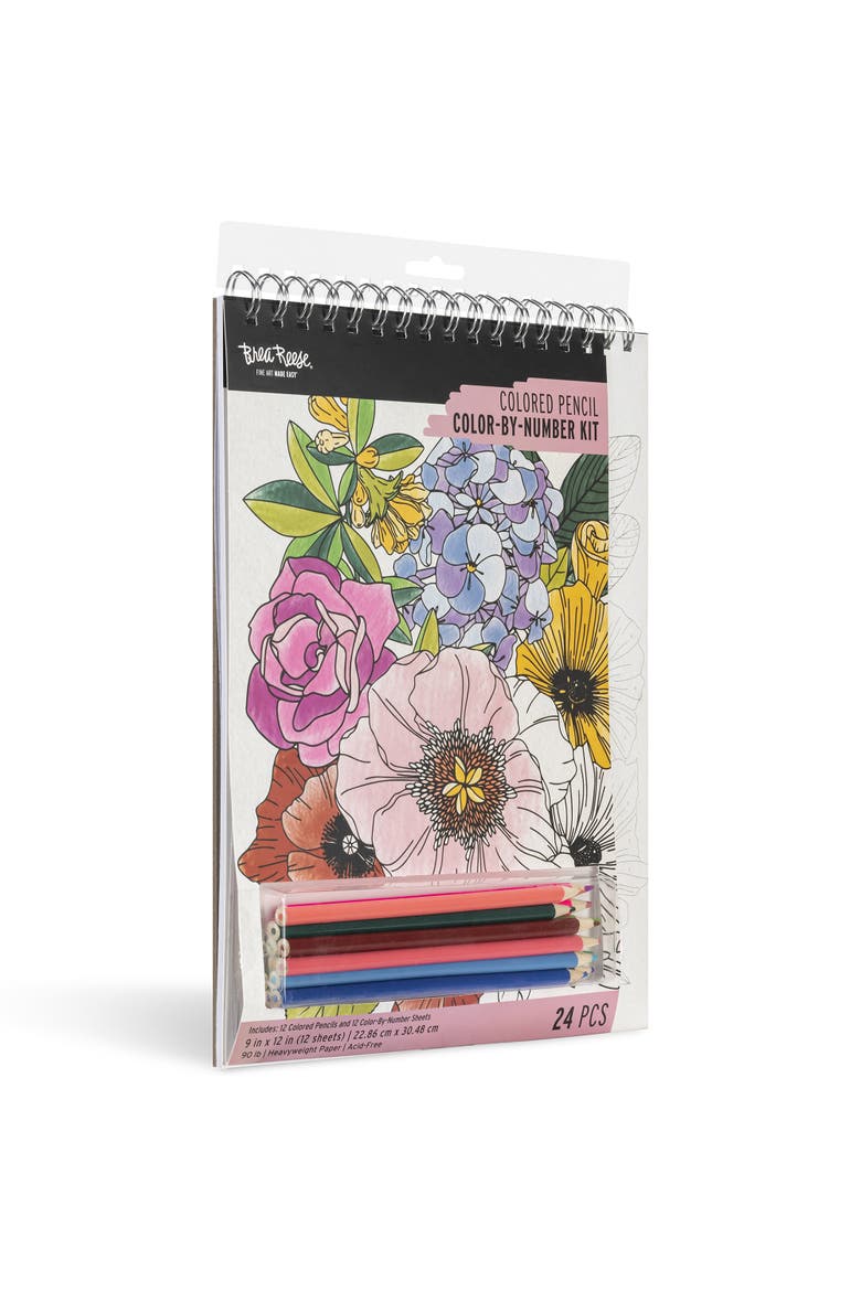 Colored Pencil Color by Number Kit Floral, Alternate, color, Multicolored