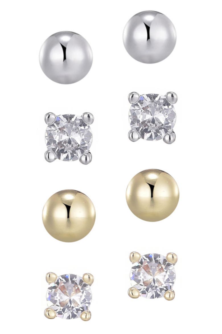 Set of 4 Assorted Stud Earrings, Main, color, GOLD