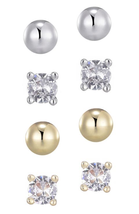 Set of 4 Assorted Stud Earrings