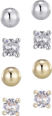 Adornia Set of 4 Assorted Stud Earrings