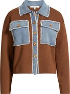 ZOE AND CLAIRE Knit & Denim Trucker Jacket