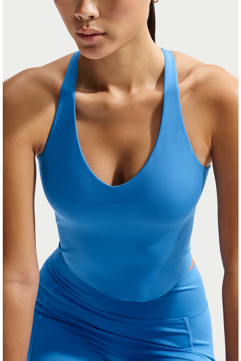 Universa Medium Support Padded Sports Bra Tank, Alternate, color, LIGHT PHOTO BLUE