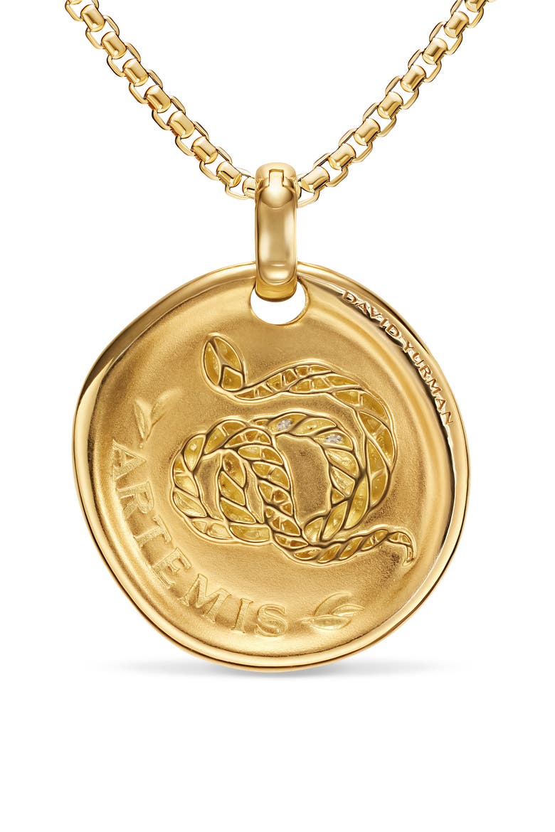 Medallion Amulet 18K Gold and Diamonds, 28mm, Alternate, color, GOLD ARTEMIS