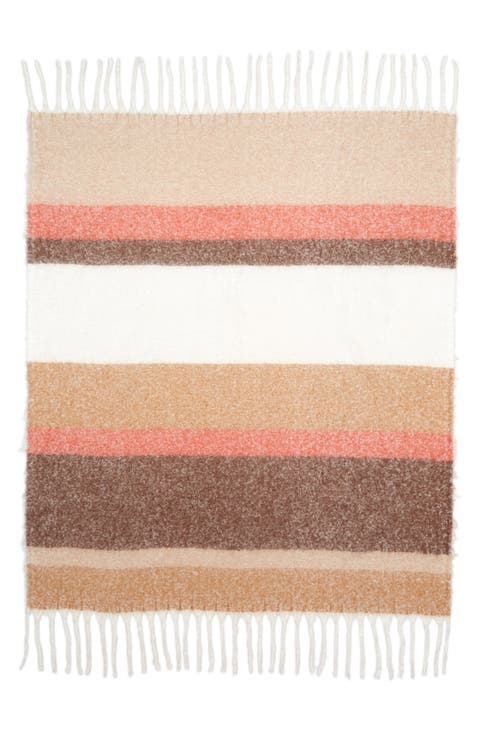 Stripe Fringe Throw Blanket