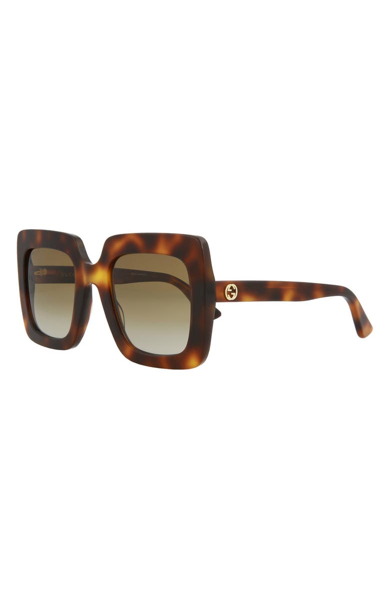 Gucci 53mm Square Sunglasses, Alternate, color, Havana Brown