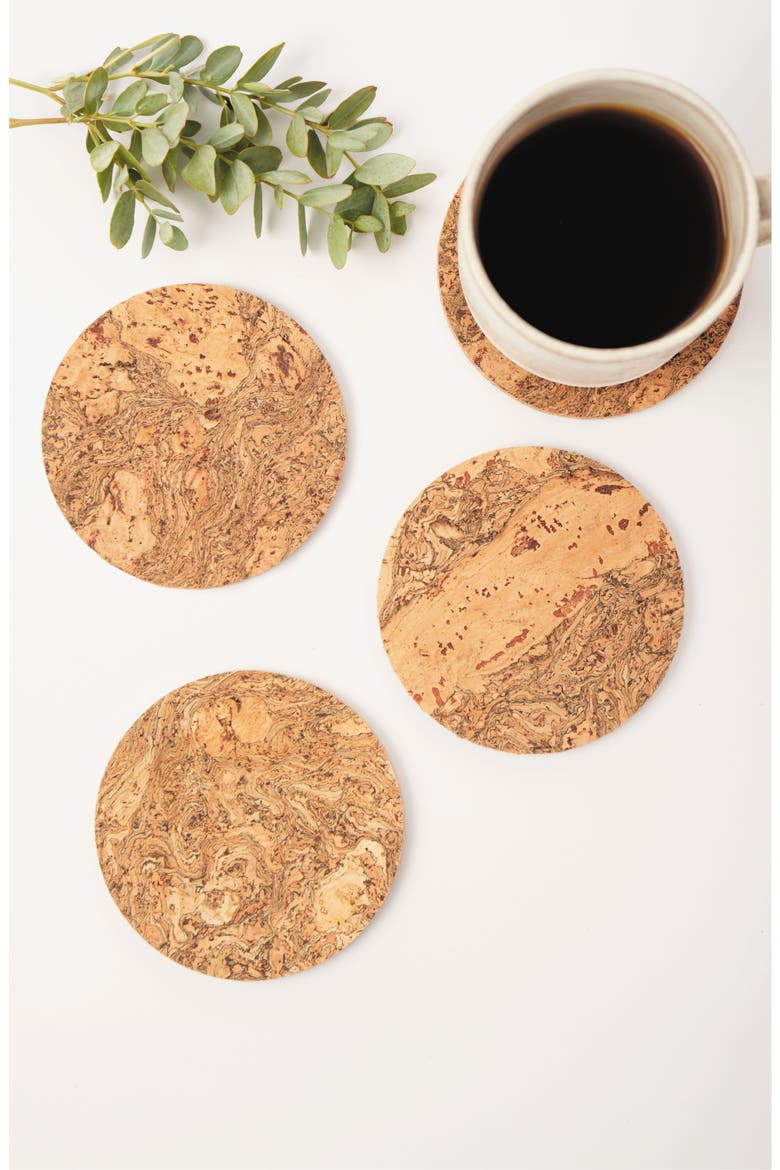 Natural Cork Round Coaster Set of 8, Alternate, color, Natural Cork