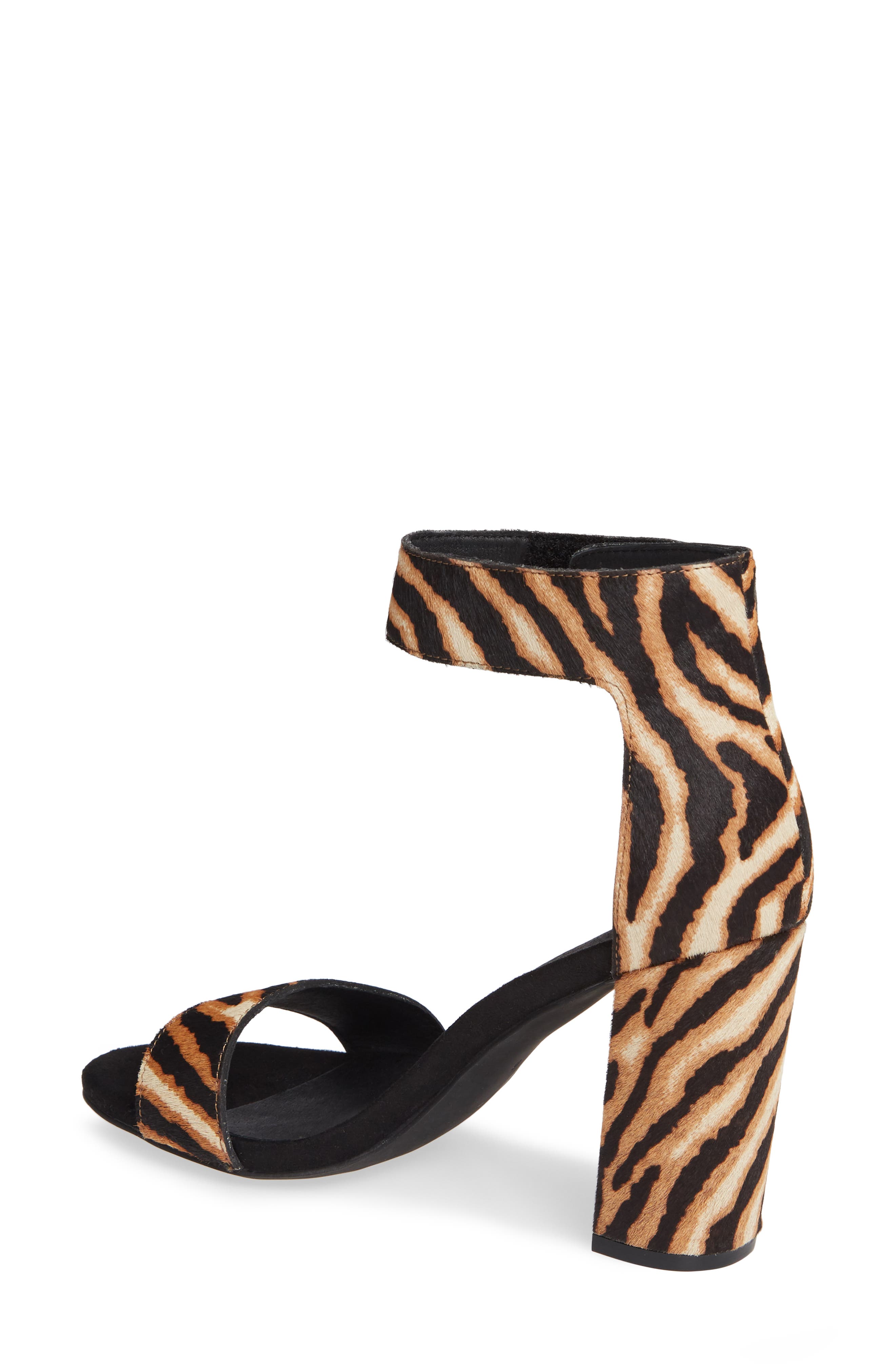 Lindsay Genuine Calf Hair Ankle Strap Sandal, Alternate, color, BEIGE ZEBRA PRINT LEATHER