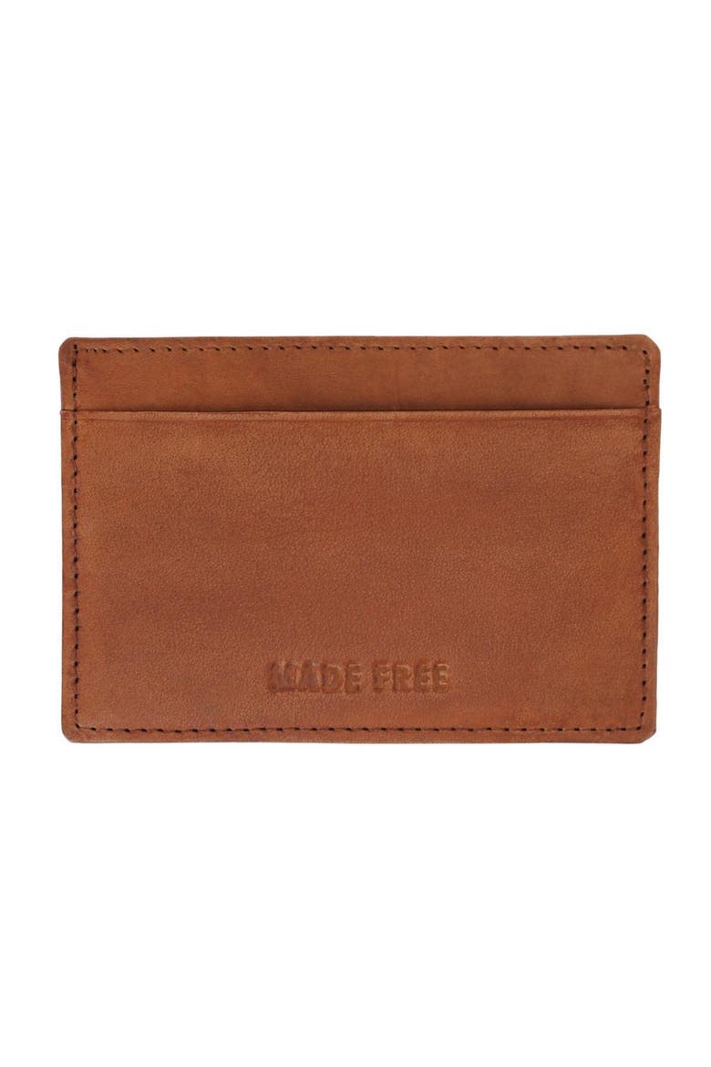 Leather Card Wallet, Main, color, Camel