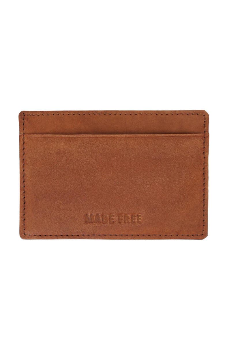 Made Free Leather Card Wallet, Main, color, Camel