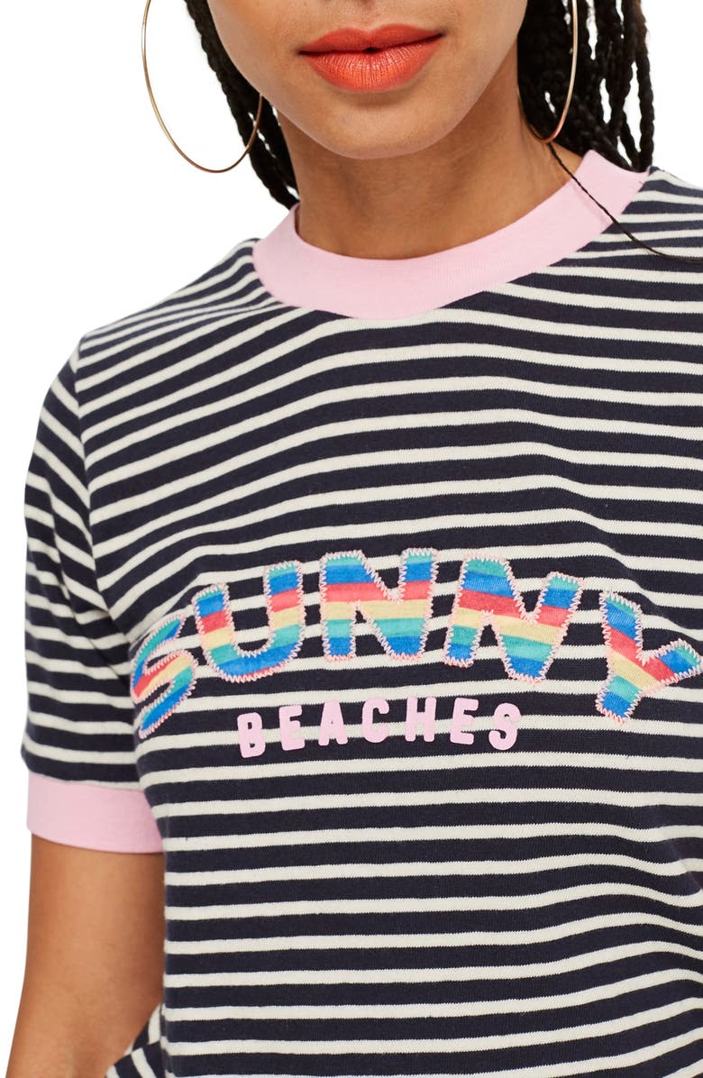 Topshop Sunny Beaches Stripe Tee, Alternate, color, 