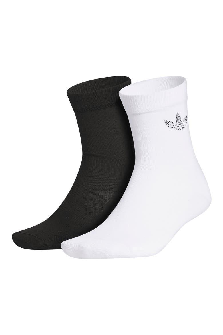 Gender Inclusive Originals Rhinestone Assorted 2-Pack Quarter Socks, Main, color, BLACK/ GREY/ WHITE
