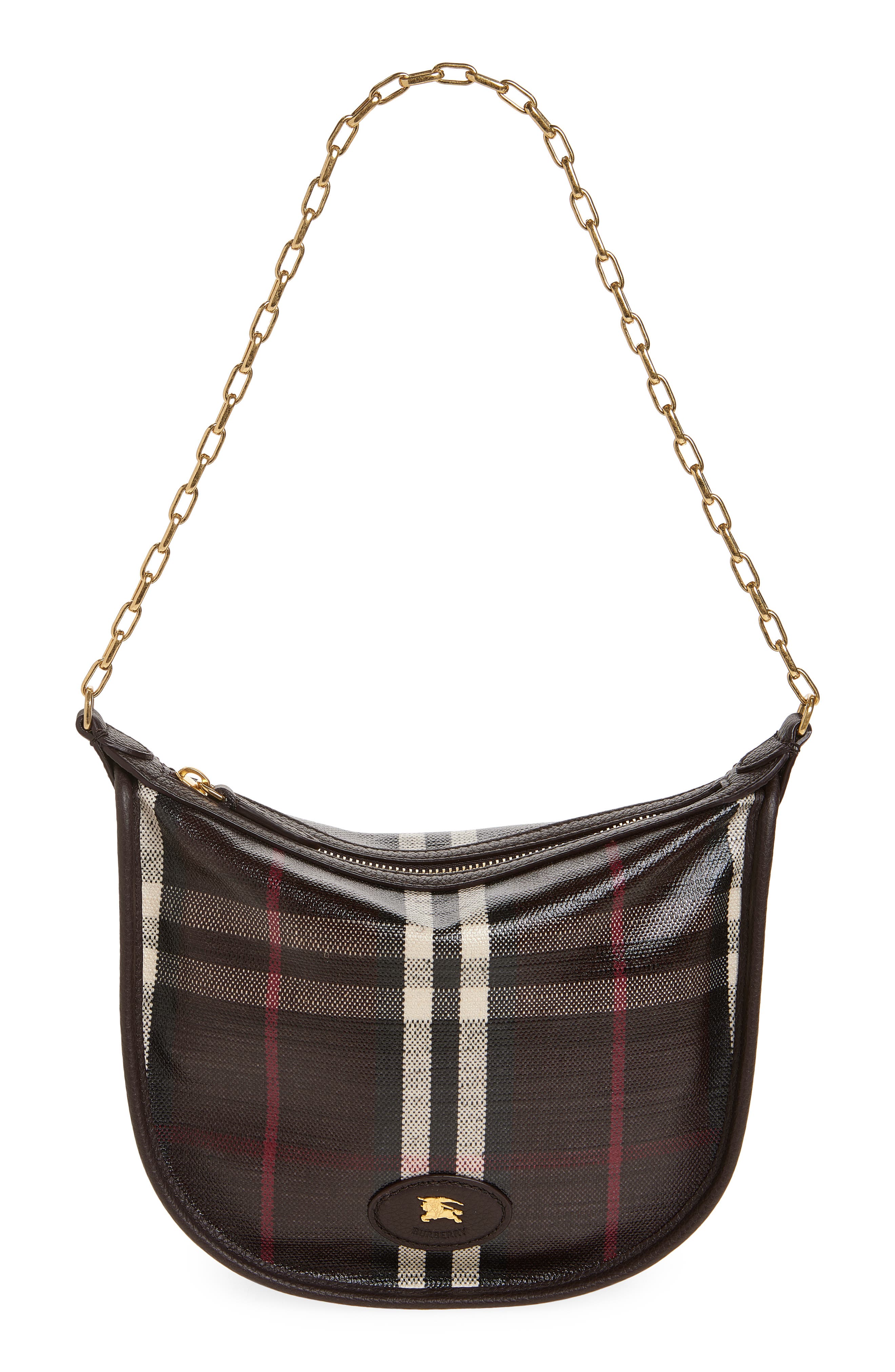 Burberry Mini Highlands Check Coated Canvas Shoulder Bag In Brown