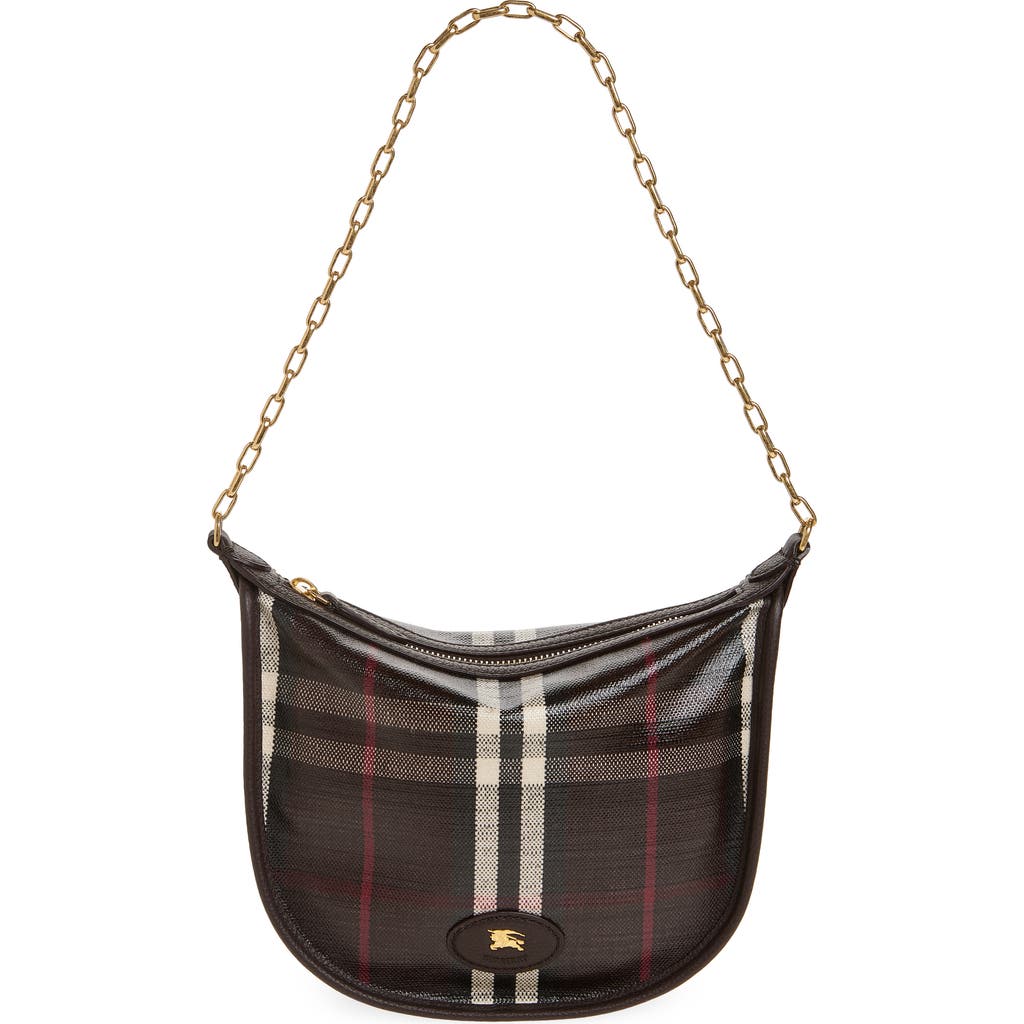 Burberry Mini Highlands Check Coated Canvas Shoulder Bag In Brown