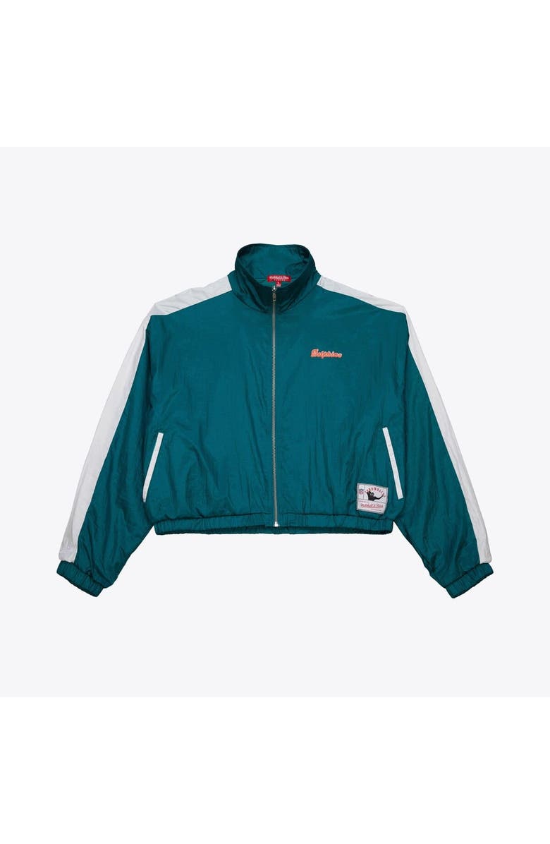 Mitchell & Ness Women's Mitchell & Ness Aqua Miami Dolphins Nylon Cropped Full-Zip Jacket, Alternate, color, Aqua