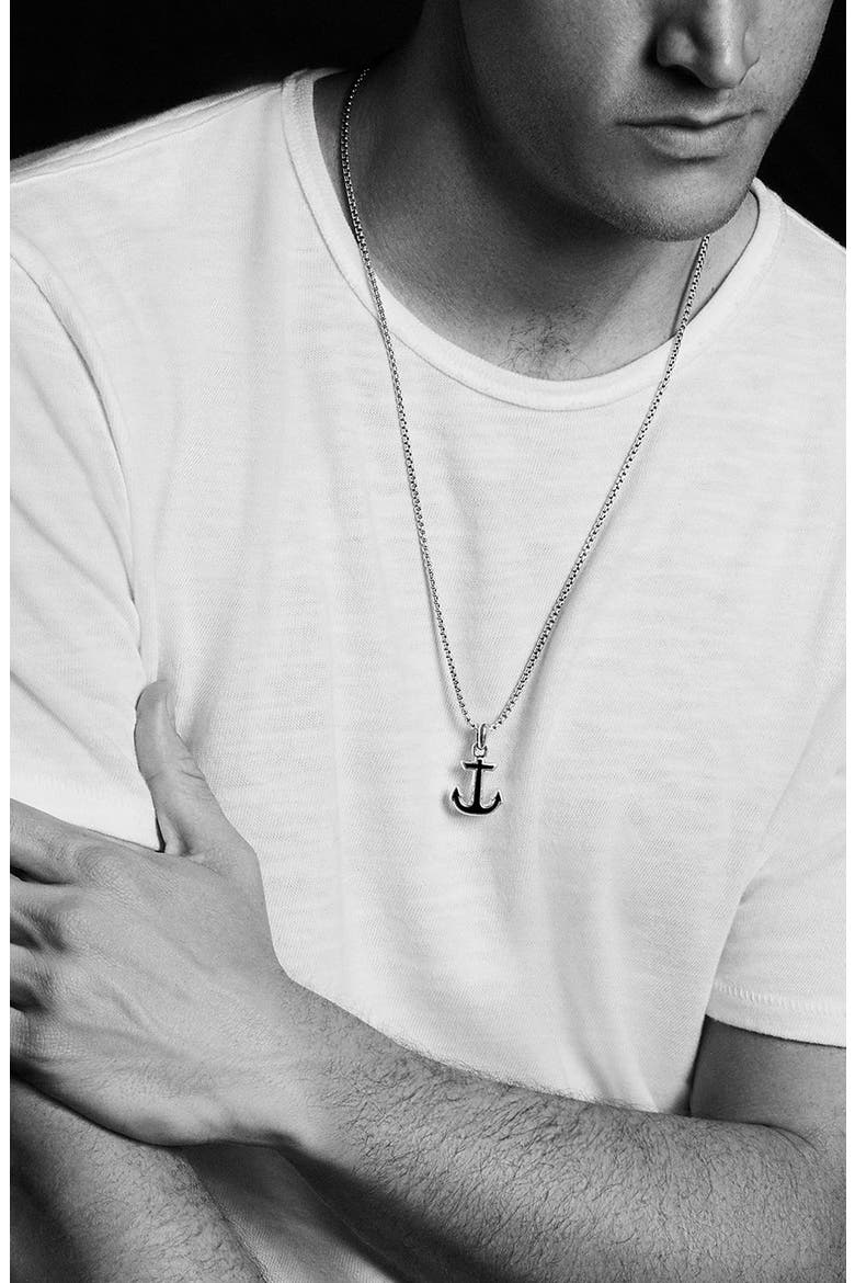 Maritime Anchor Amulet, Alternate, color, SILVER/ BLACK DIAMOND