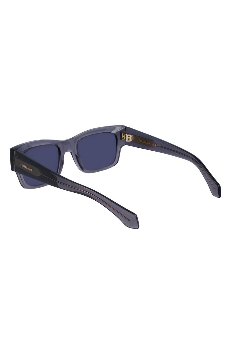 FERRAGAMO Rivets 53mm Rectangular Sunglasses, Alternate, color, Transparent Grey