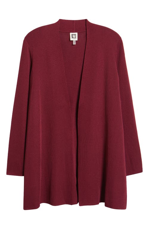 Anne Klein Napa Open Front Longline Cardigan In Burgundy