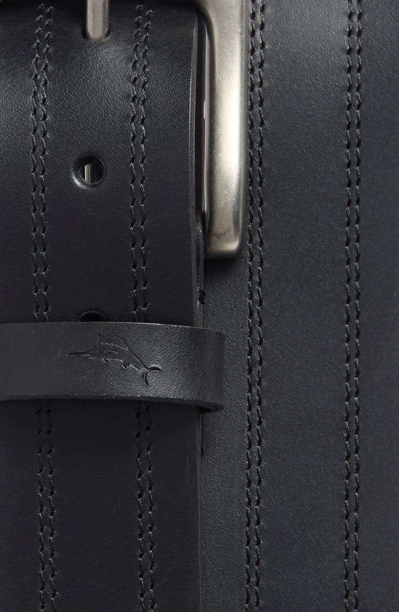 Tommy Bahama Double Stitch Leather Belt, Alternate, color, Black