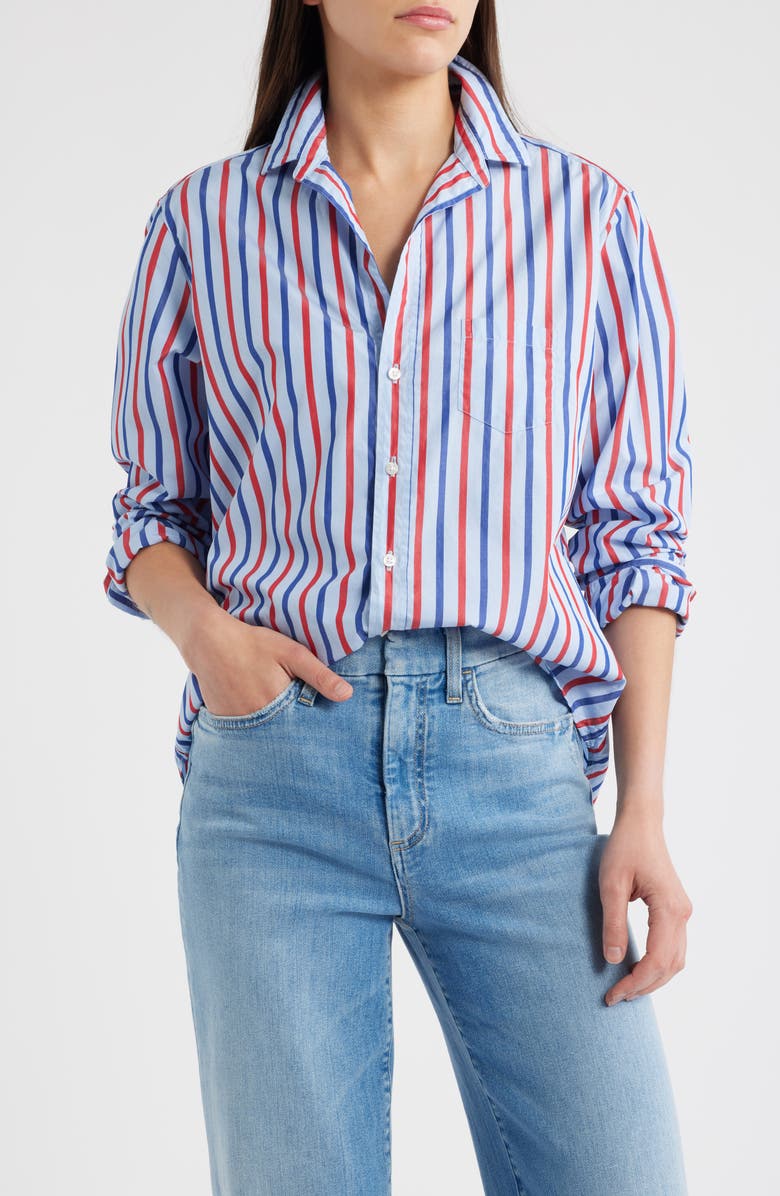 Frank & Eileen Eileen Relaxed Button-Up Shirt, Main, color, Blue Navy Red Stripe