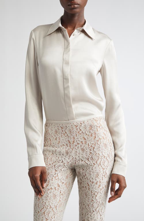 Michael Kors Collection Hansen Charmeuse Button-up Shirt In White
