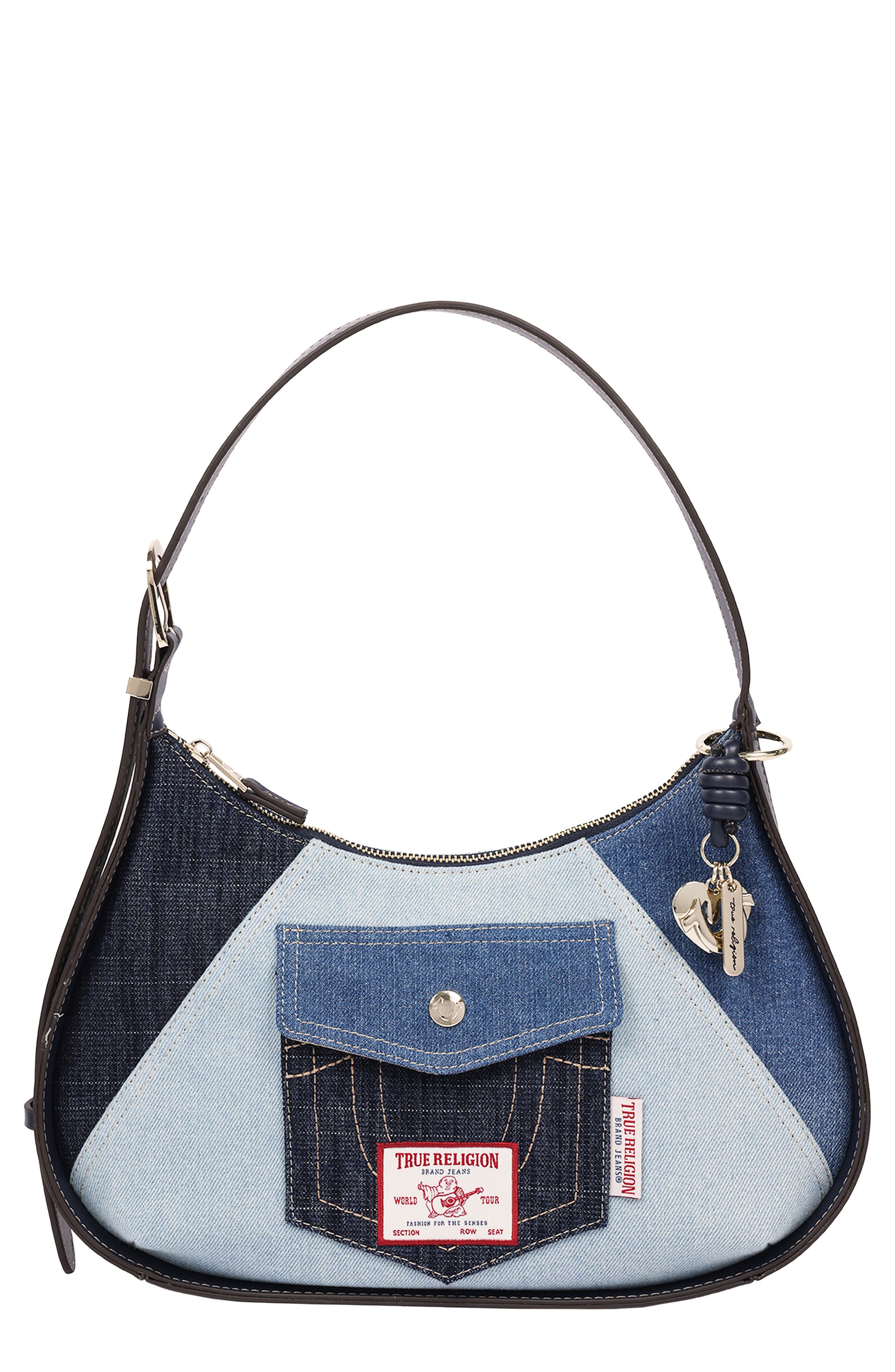 Colorblock Denim Zip Top Hobo