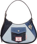 True Religion Colorblock Denim Zip Top Hobo