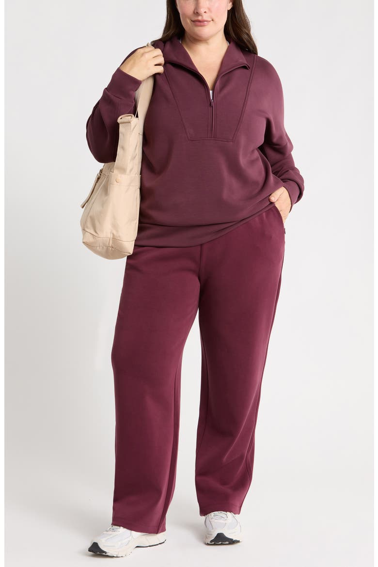 Cozy Luxe High Waist Straight Leg Pants, Main, color, BURGUNDY STEM
