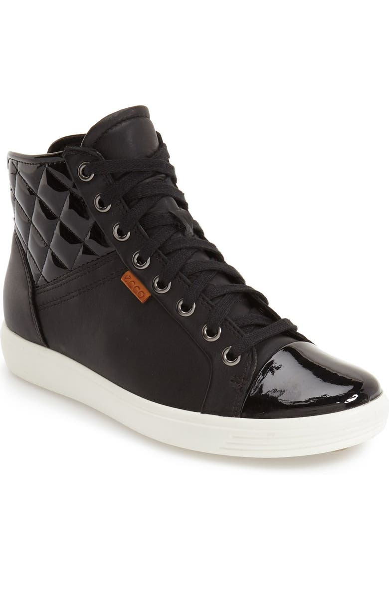ECCO 'Soft 7' Quilted High Top Sneaker, Main, color,