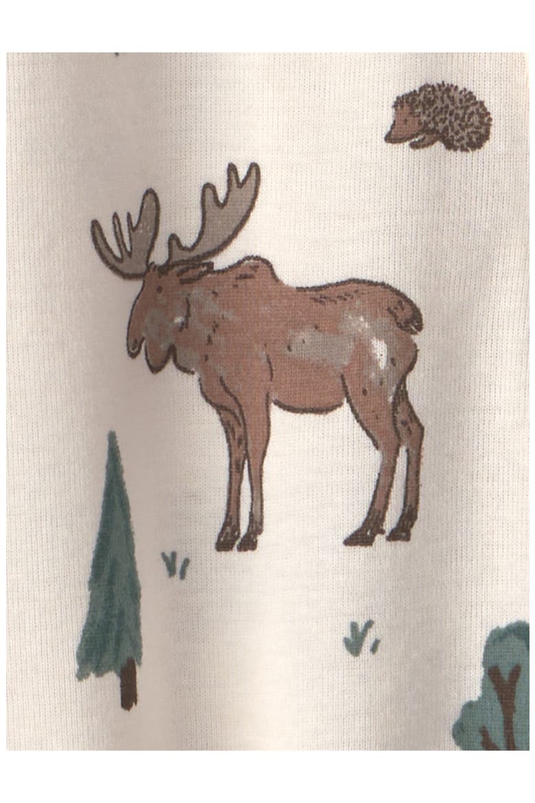 Print Organic Cotton One-Piece Pajamas, Alternate, color, LP WOODLANDS