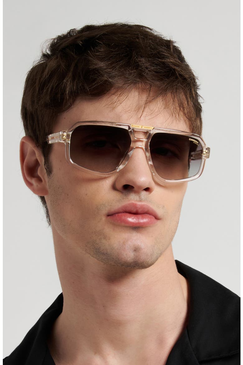 Victory 59mm Gradient Navigator Sunglasses, Alternate, color, CRYSTAL GREY / GREY GOLD