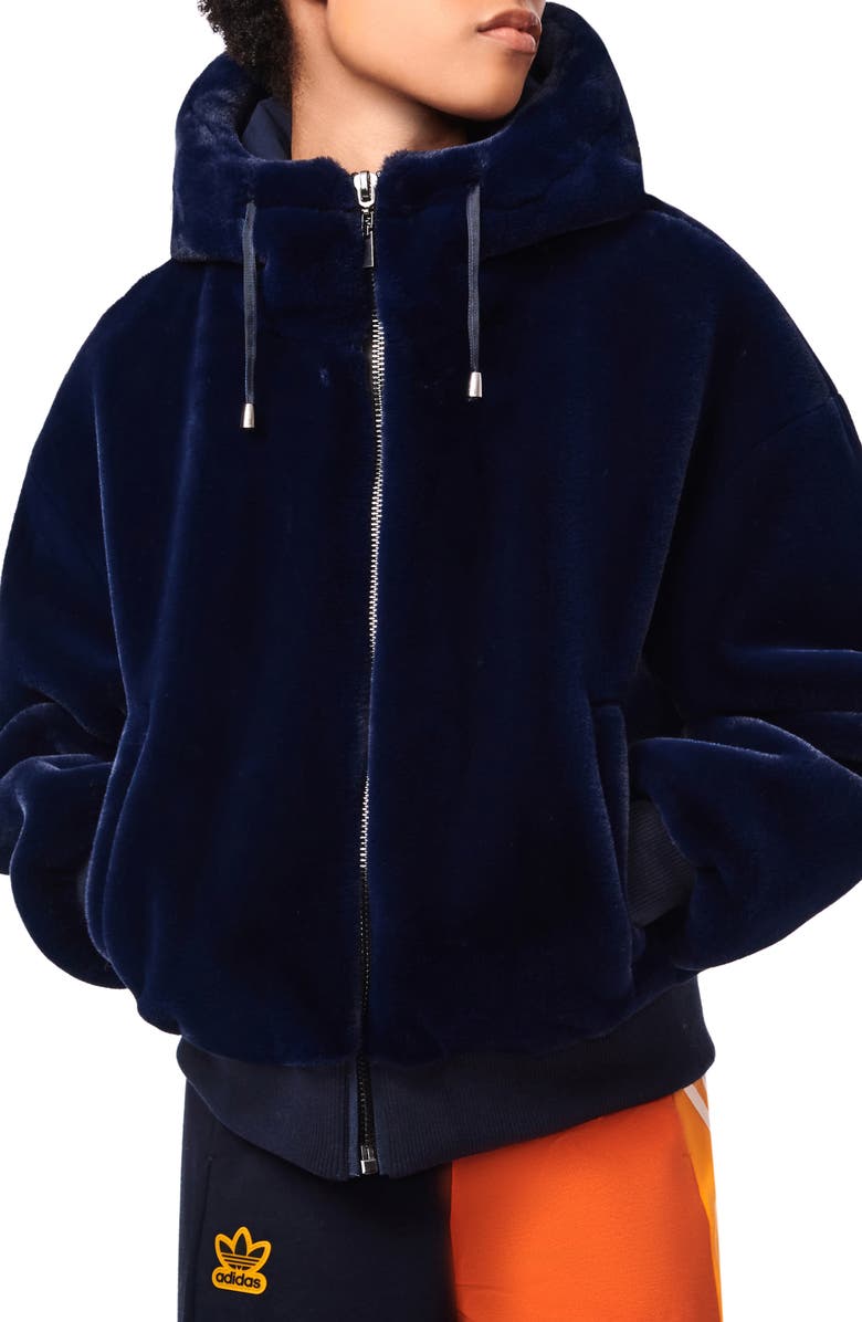 BERNIE Hooded Faux Fur Jacket, Main, color, 