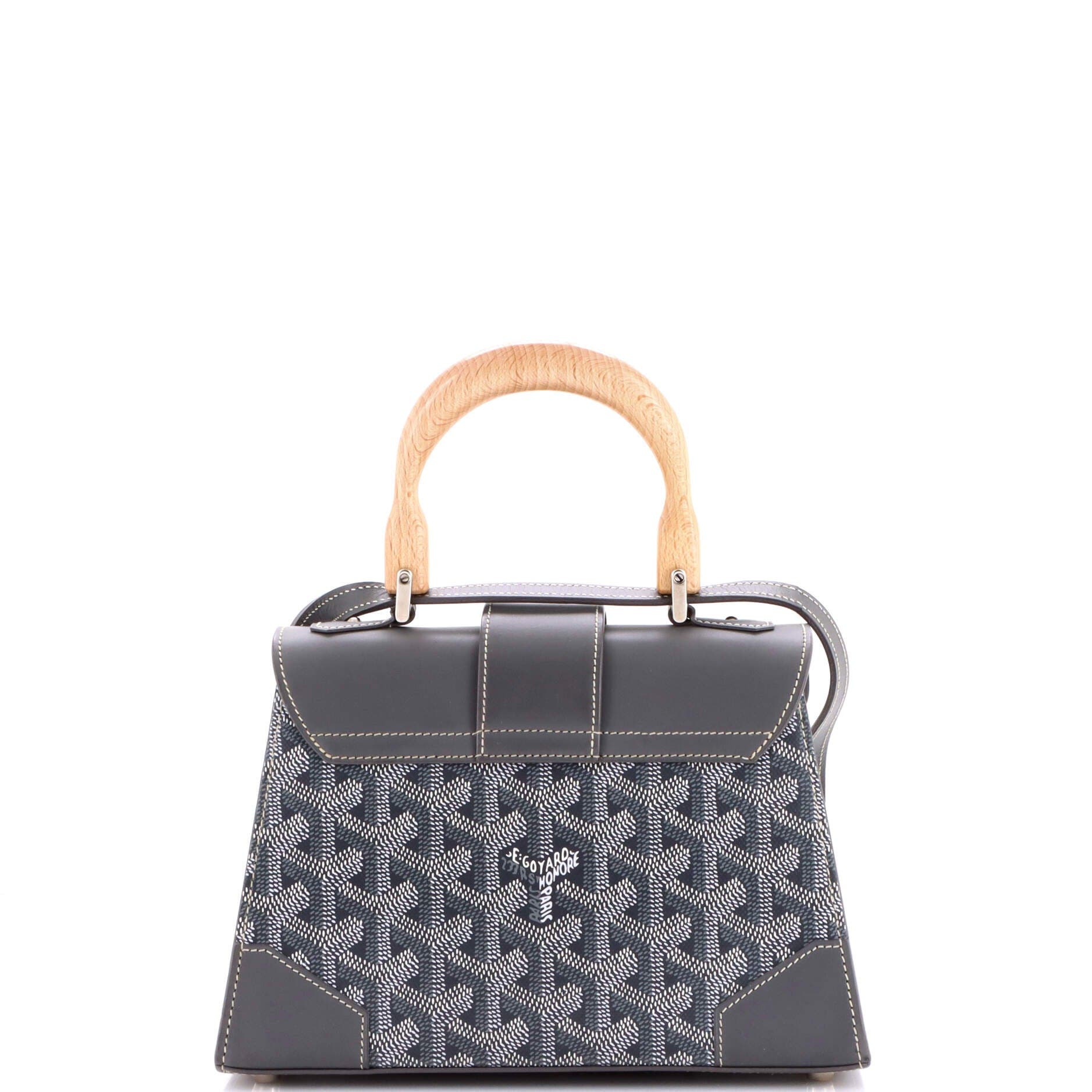 Pre-Owned Goyard Structured Saigon Top Handle Bag Coated Canvas with Leather Mini, Alternate, color, Gray