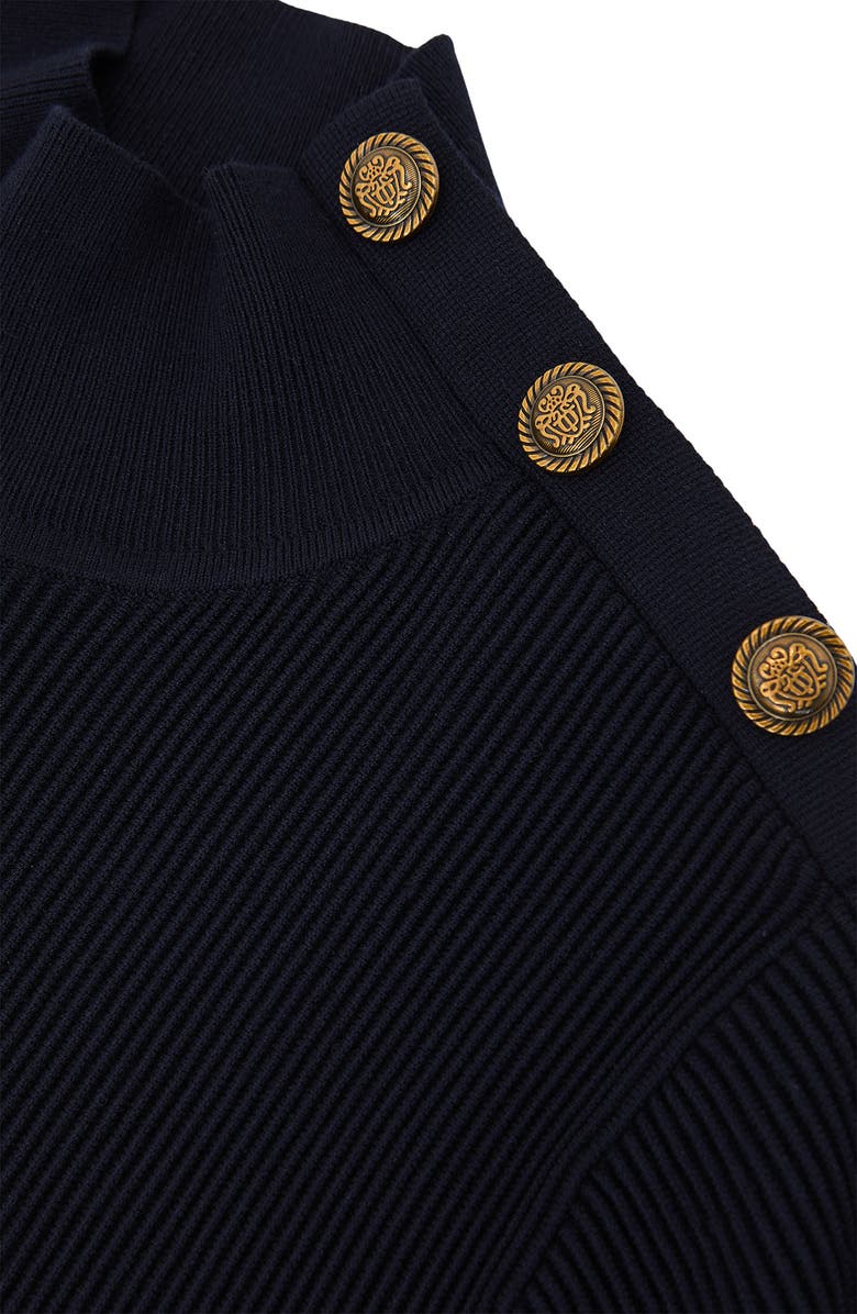 Reiss Isabella Rib Mock Neck Peplum Top, Alternate, color, Navy