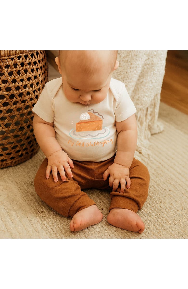 Finn + Emma Organic Baby Graphic Bodysuit | Thanksgiving Pie, Alternate, color, Off White