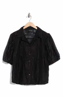 Forgotten Grace Eyelet Puff Sleeve Button-Up Shirt